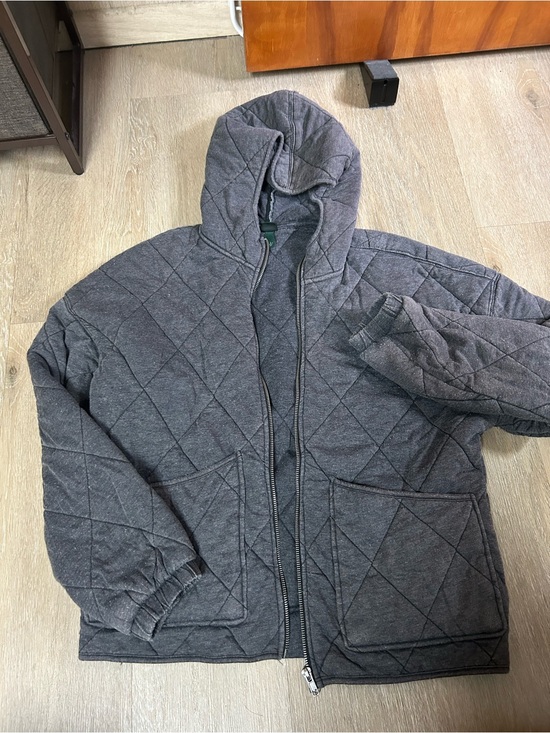 wild fable Jackets & Blazers - wild fable Quilted Hooded Bomber Jacket in Charcoal Gray